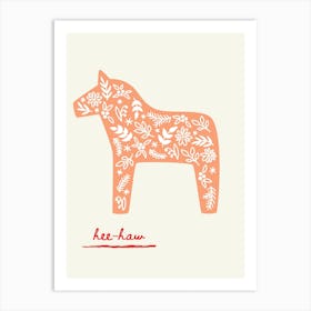 Folk Donkey Orange Art Print