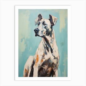 Great Dane Dog, Painting In Light Teal And Brown 3 Art Print