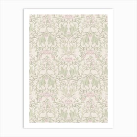 Pastel Pink Morris Floral Damask Art Print