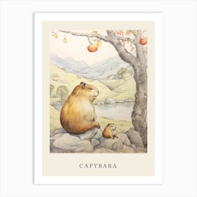 Beatrix Potter Inspired  Animal Watercolour Capybara 2 Art Print