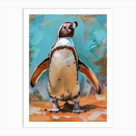 Galapagos Penguin Cuverville Island Colour Block Painting 1 Art Print