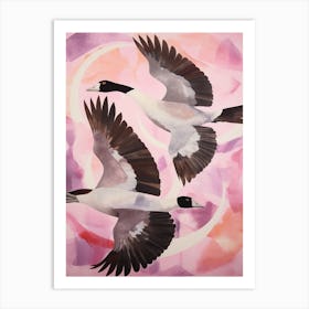 Pink Ethereal Bird Painting Canada Goose Art Print