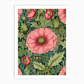 William Morris Pink Poppy Wallpaper Art Print