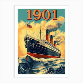 Aihrgdesign A Vintage Travel Poster Of A Grand Steamship Sail 2cc93307 7572 4ed4 9dac Ebb5843583a5 1 Art Print