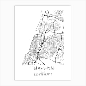 Tel Aviv Yafo,Israel Minimalist Map Art Print