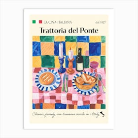 Trattoria Del Ponte Trattoria Italian Poster Food Kitchen Art Print