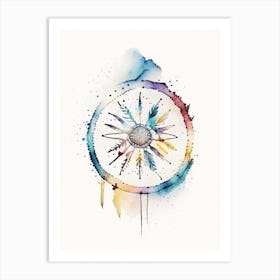 Native American Medicine Wheel Symbol Minimal Watercolour Art Print