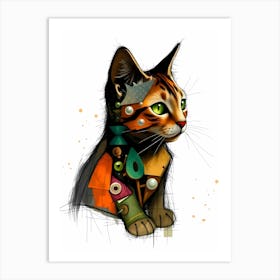 Purrplexing Palette: An Abstract Cat Portrait Art Print