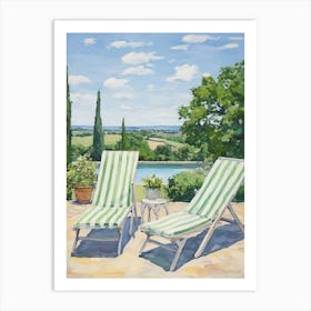 Sun Lounger By The Pool In French Countryside 3 Art Print