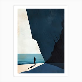 Man Standing In Front Of A Cliff Art Print