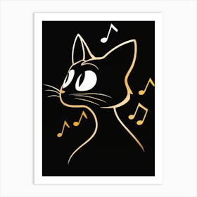 Cat With Music Notes 14 Art Print