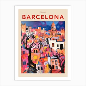 Barcelona Spain 4 Fauvist Travel Poster Art Print