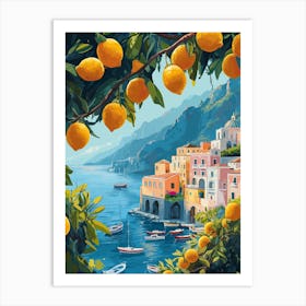 Lemon Trees Overlooking The Amalfi Coast Art Print