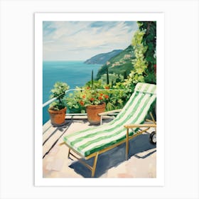 Sun Lounger By The Pool In Positano Italy Art Print