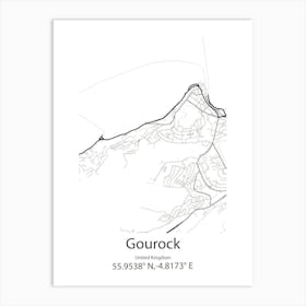 Gourock,United Kingdom Minimalist Map Art Print