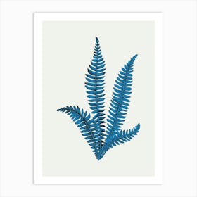 Blue Botanical Leaf Print 2 Art Print