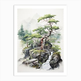 Shosenkyo Gorge In Yamanashi, Japanese Brush Painting, Ukiyo E, Minimal 4 Art Print