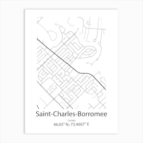 Saint Charles Borromee,Canada Minimalist Map Art Print