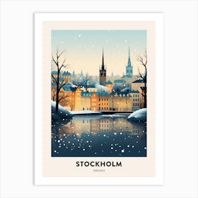 Winter Night  Travel Poster Stockholm Sweden 4 Art Print