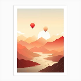 Landscape With Hot Air Balloons Art Print