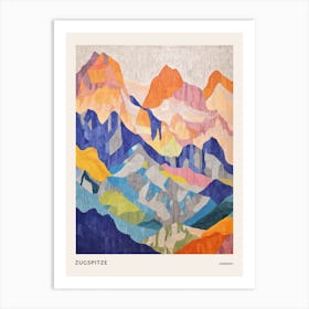 Zugspitze Germany 1 Colourful Mountain Illustration Poster Art Print