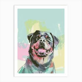 Watercolour Rottweiler Dog Line Illustration 3 Art Print