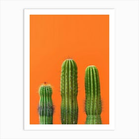 Cactus On Orange Background 4 Art Print