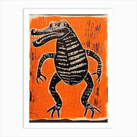 Alligator, Woodblock Animal Drawing 4 Art Print