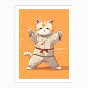 Kawaii Cat Drawings Tai Chi 1 Art Print