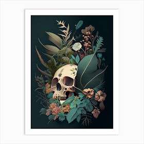 Skull With Terrazzo 3 Patterns Botanical Art Print