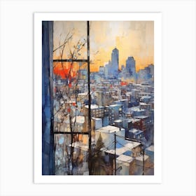 Winter Cityscape Montreal Canada Art Print