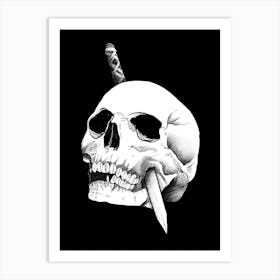 Skull With Knife Art Print