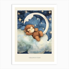 Baby Orangutan 2 Sleeping In The Clouds Nursery Poster Art Print