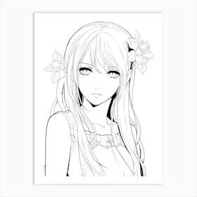 Bloom Body Girl Line Art 13 Art Print