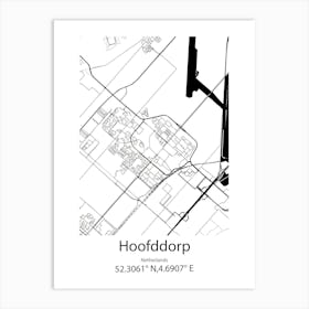 Hoofddorp,Netherlands Minimalist Map Art Print