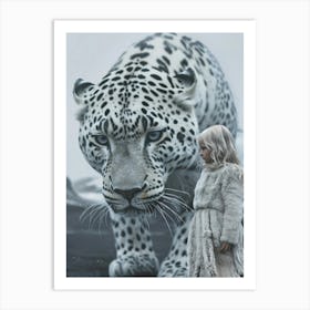 Little Girl With A Leopard Art Print