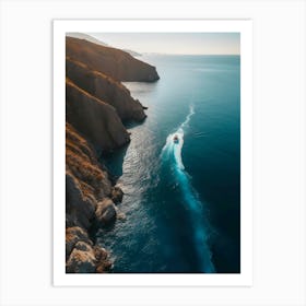 Aerial View Of A Boat In The Sea Art Print