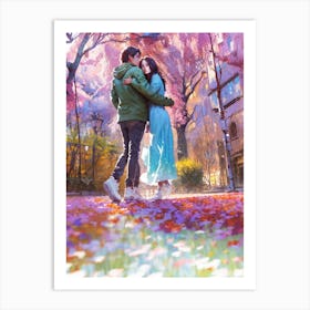 Cherry Blossoms sprung And this beautiful couple’s love Art Print