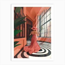 Woman In Red Dress Art Print