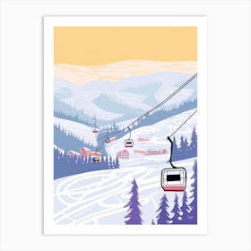 Sun Peaks Resort   British Columbia, Canada, Ski Resort Pastel Colours Illustration 0 Art Print