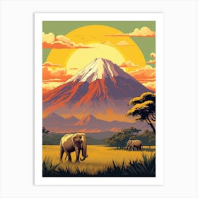 Mount Kilimanjaro Tanzania 2 Vintage Travel Illustration Art Print