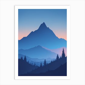 Misty Mountains Vertical Composition In Blue Tone 125 Art Print