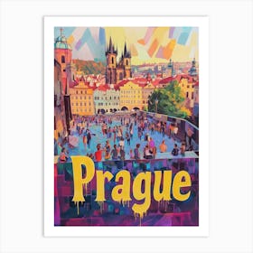 Aihrgdesign A 1970s Inspired Travel Poster For Prague 4 Art Print