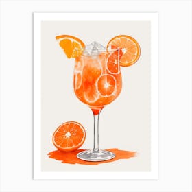 Aperol With Ice And Orange Watercolor Vertical Composition 41 Art Print