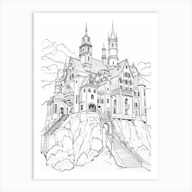 The Beast S Castle (Beauty And The Beast) Fantasy Inspired Line Art 4 Art Print