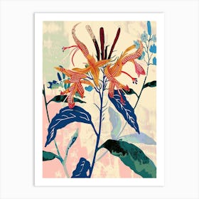 Colourful Flower Illustration Bee Balm 3 Art Print