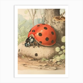 Storybook Animal Watercolour Ladybug 2 Art Print