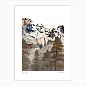 Mount Rushmore 2 Watercolour Travel Poster Art Print