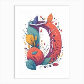 Colorful Letter D Illustration 61 Art Print