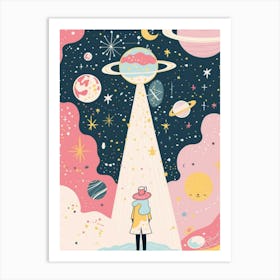 Girl In Space 4 Art Print